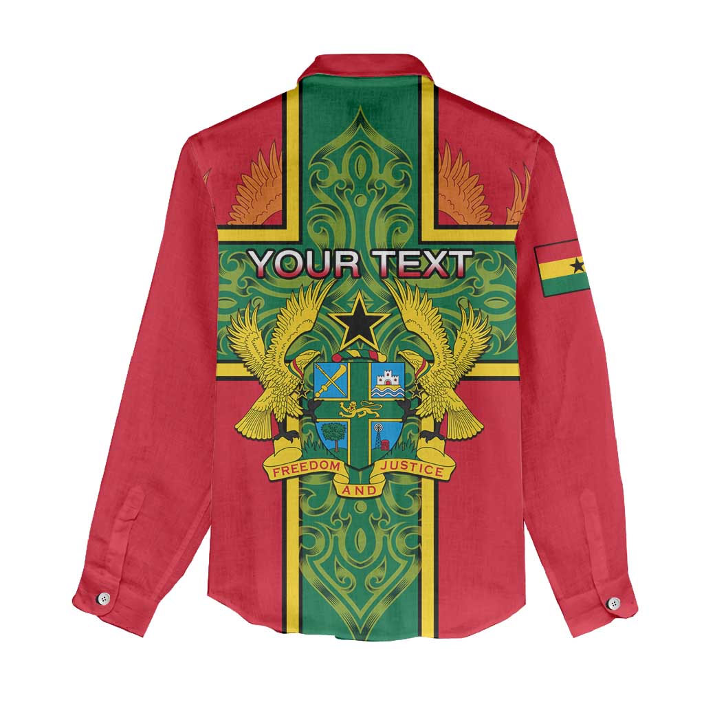 Custom Ghana Women Casual Shirt with Cross of Saint George and Tawny Eagles LT01