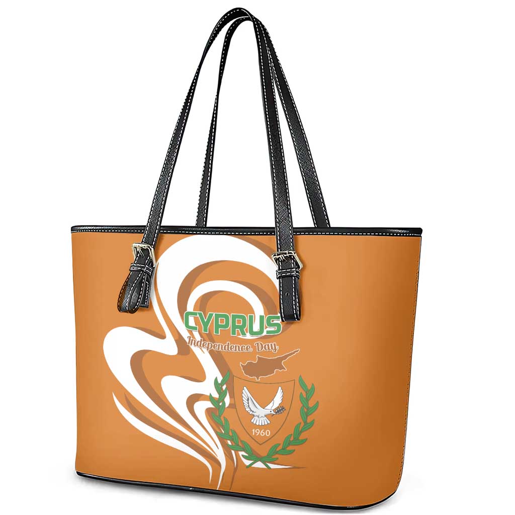 Personalized Cyprus Independence Day 1960 Leather Tote Bag Kbrs Cumhuriyeti Curve Style LT01