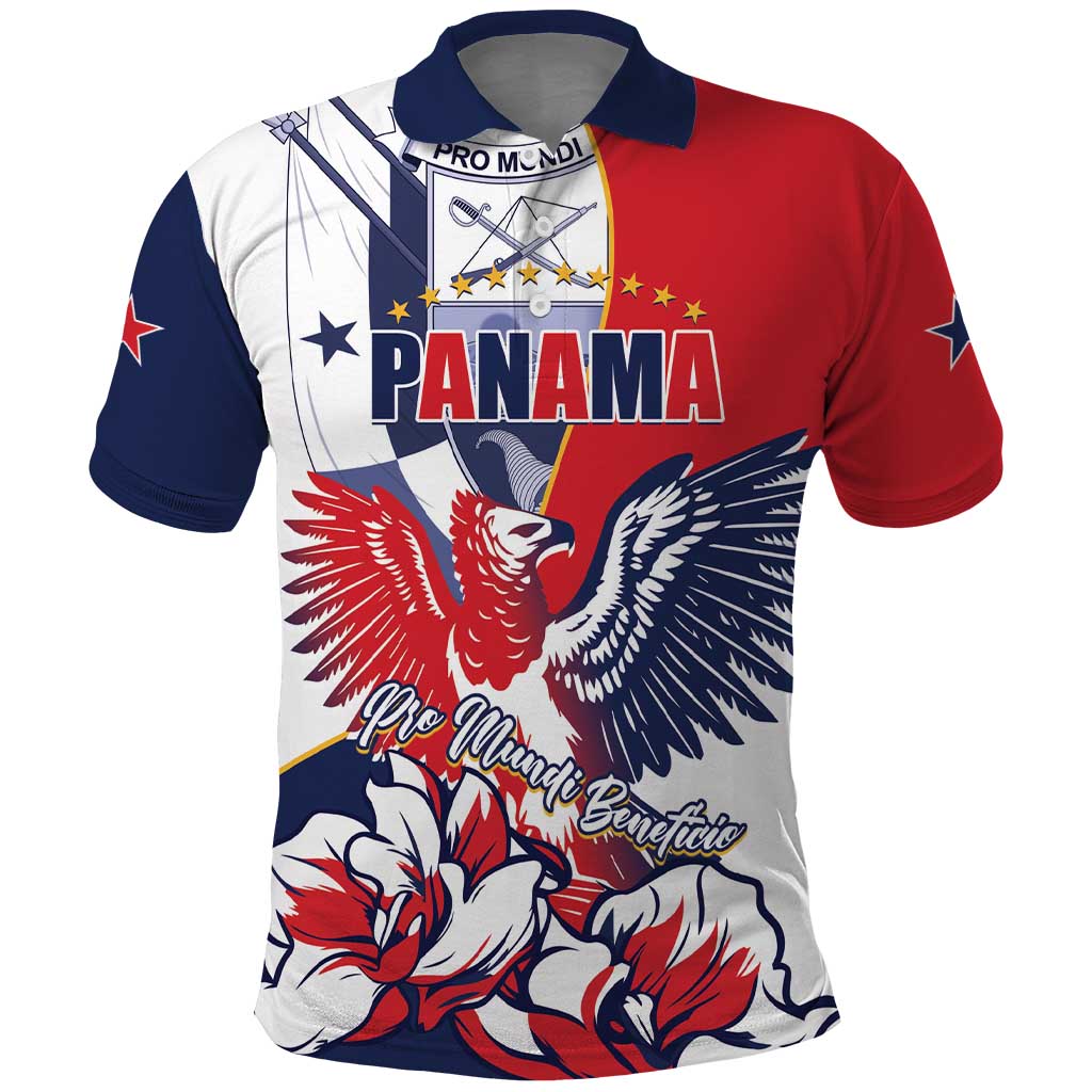 Personalized Panama Harpy Eagle Polo Shirt Pro Mundi Beneficio Flor del Espiritu Santo LT01