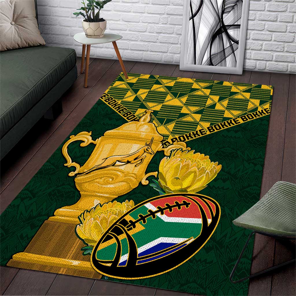 South Africa Rugby Area Rug - Go Bokke Champion, World Cup LT01