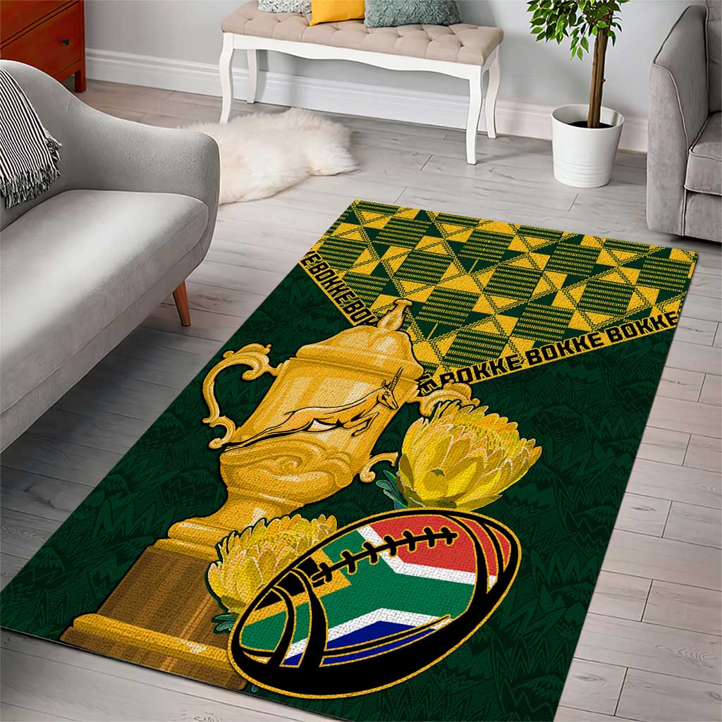 South Africa Rugby Area Rug - Go Bokke Champion, World Cup LT01