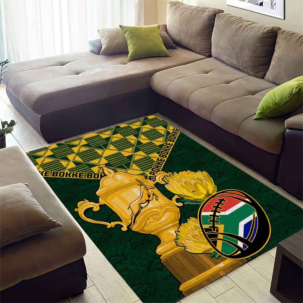 South Africa Rugby Area Rug - Go Bokke Champion, World Cup LT01
