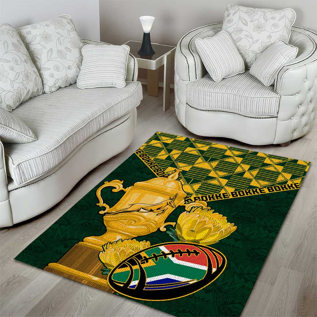 South Africa Rugby Area Rug - Go Bokke Champion, World Cup LT01