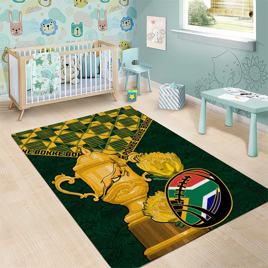 South Africa Rugby Area Rug - Go Bokke Champion, World Cup LT01