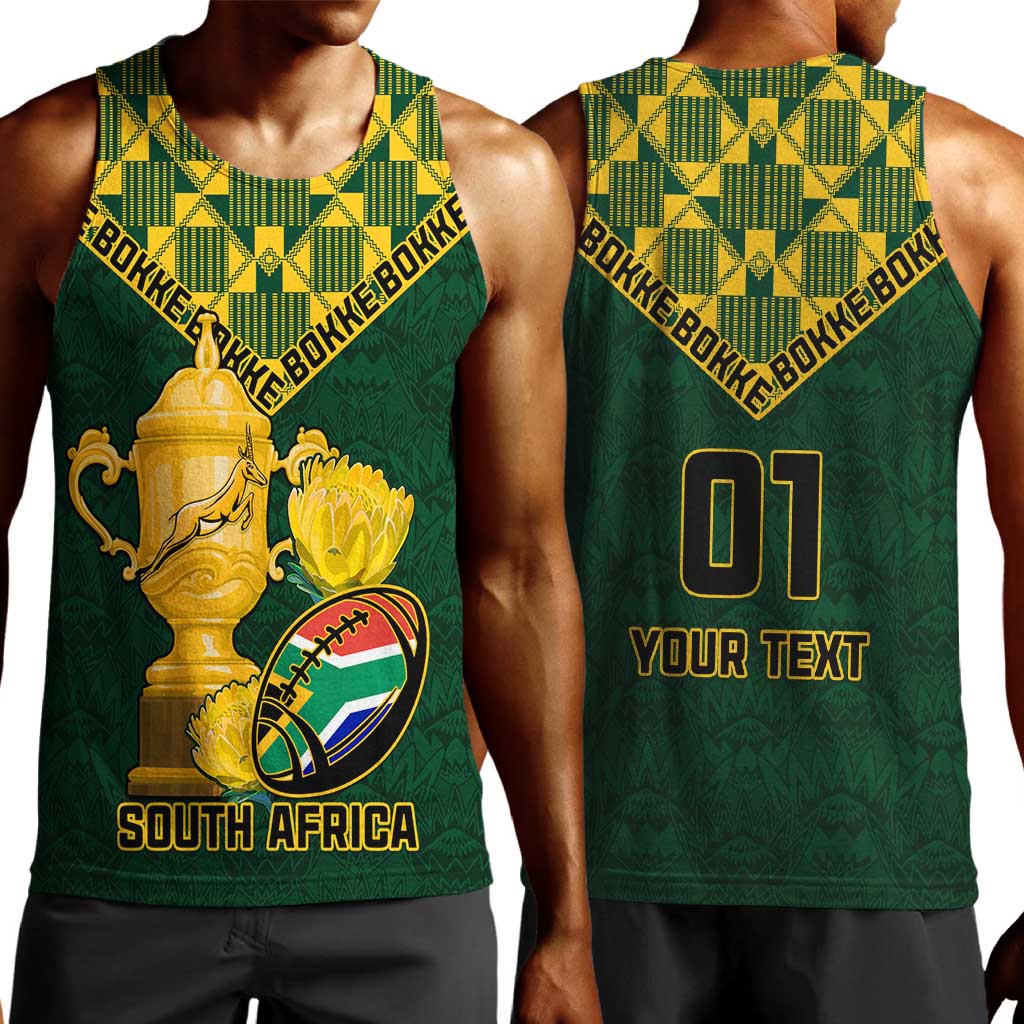 Custom South Africa Rugby Men Tank Top - Go Bokke Champion, World Cup LT01