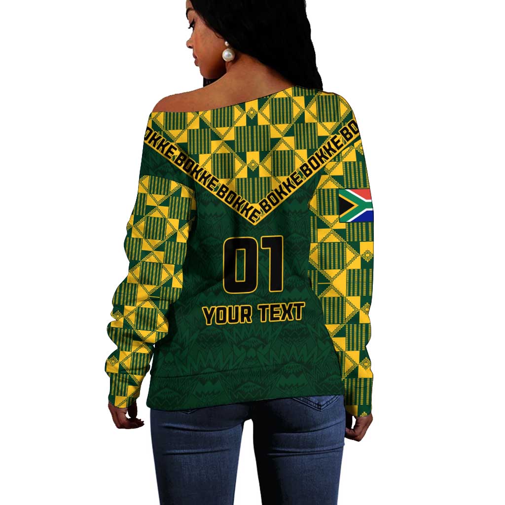 Custom South Africa Rugby Off Shoulder Sweater - Go Bokke Champion, World Cup LT01
