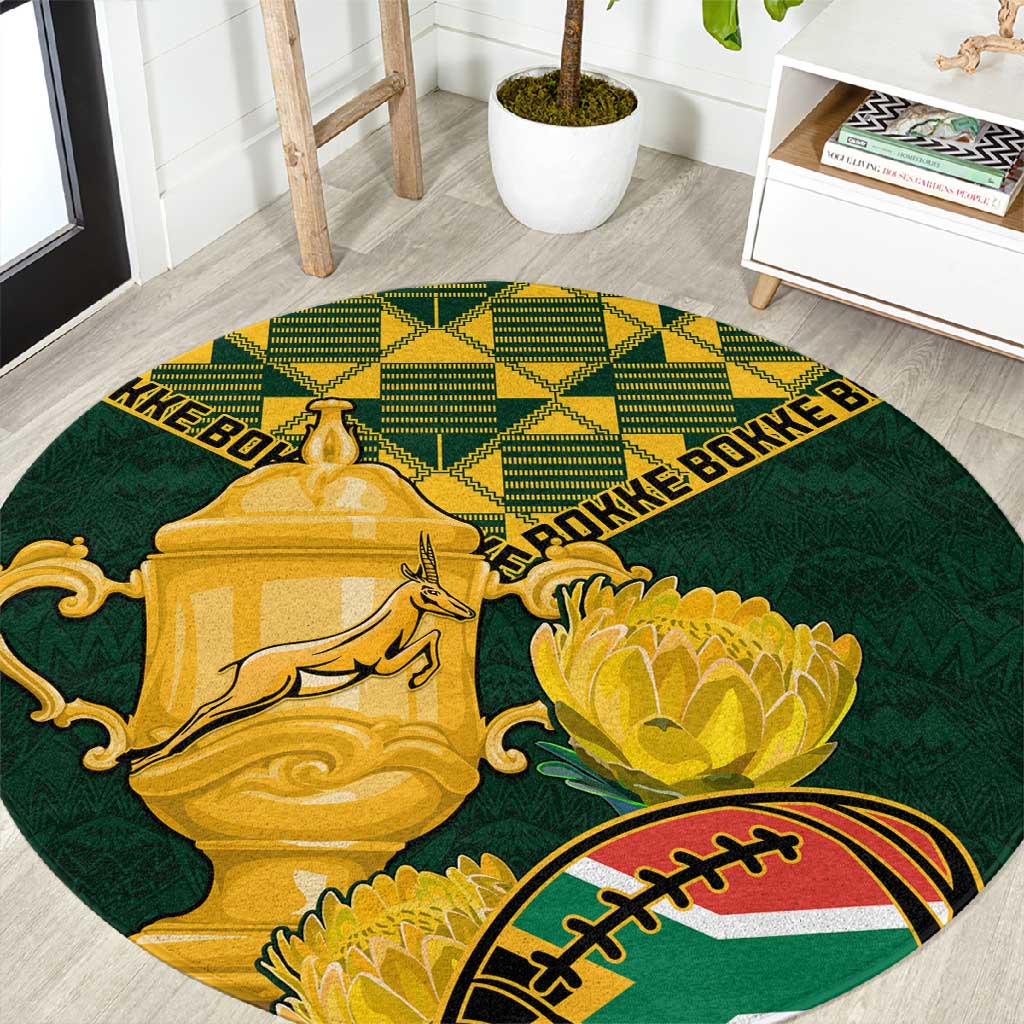 South Africa Rugby Round Carpet - Go Bokke Champion, World Cup LT01