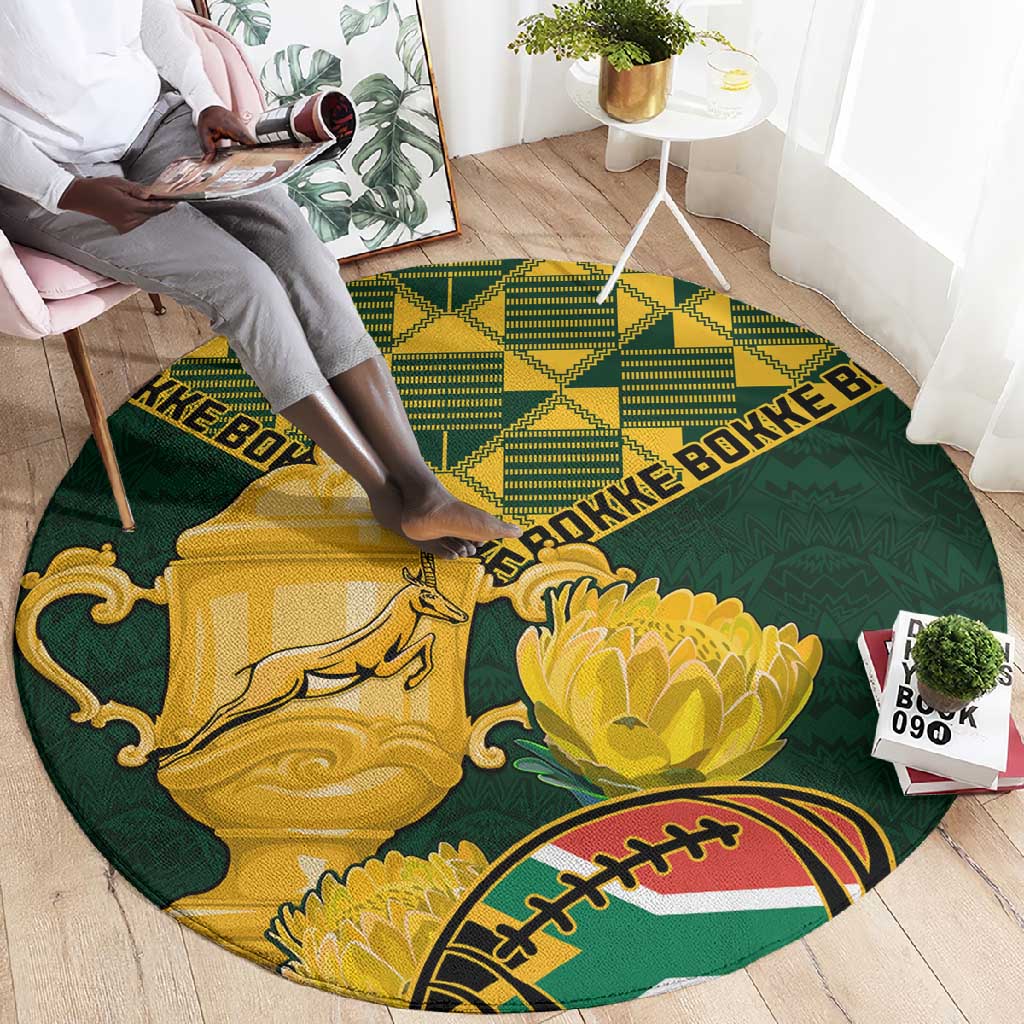 South Africa Rugby Round Carpet - Go Bokke Champion, World Cup LT01