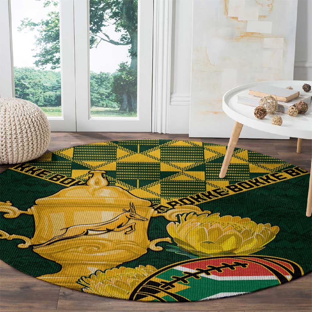 South Africa Rugby Round Carpet - Go Bokke Champion, World Cup LT01