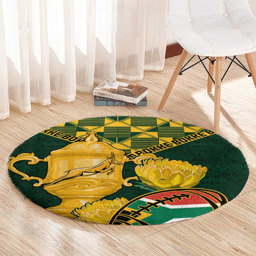 South Africa Rugby Round Carpet - Go Bokke Champion, World Cup LT01