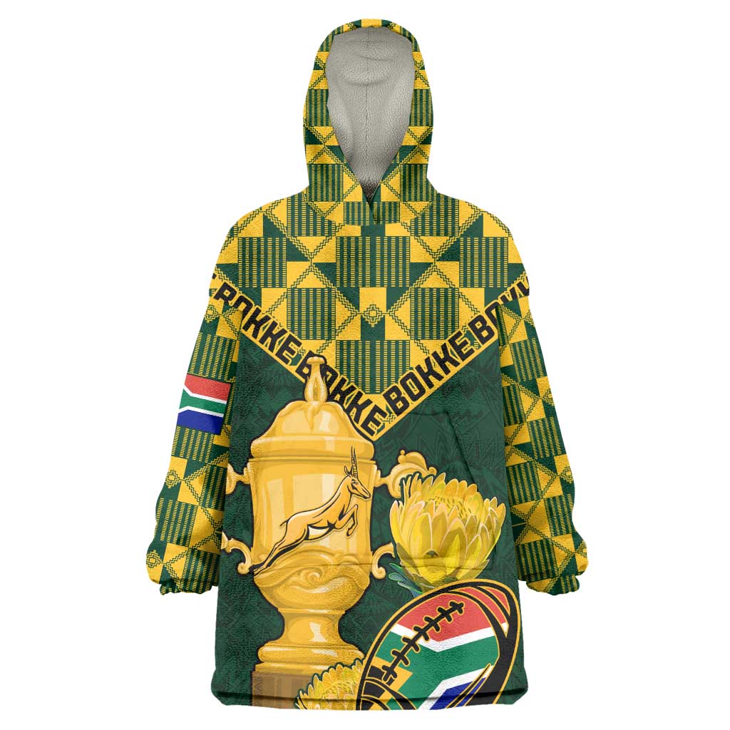 Custom South Africa Rugby Wearable Blanket Hoodie - Go Bokke Champion, World Cup LT01