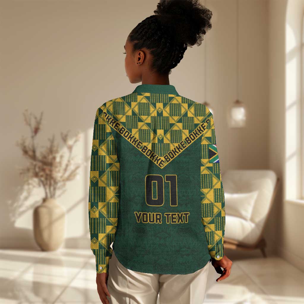 Custom South Africa Rugby Women Casual Shirt - Go Bokke Champion, World Cup LT01