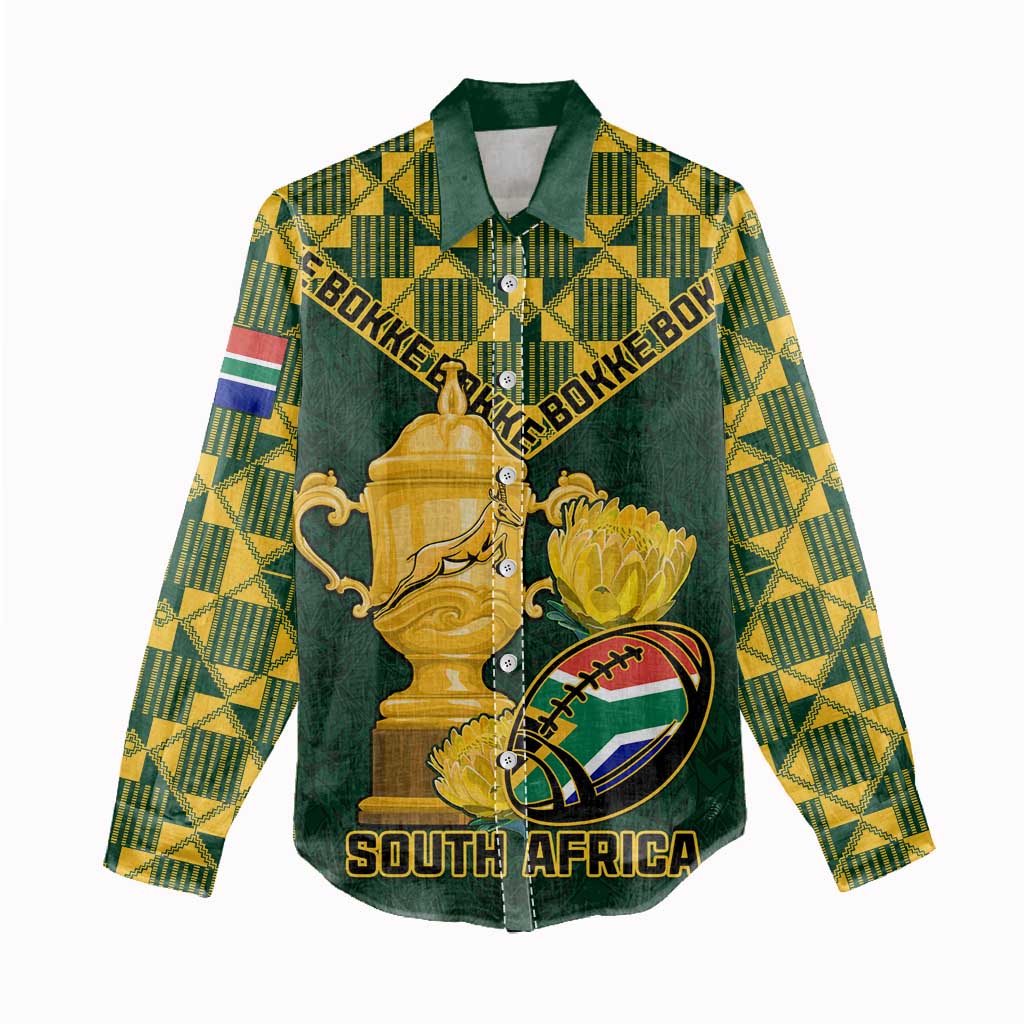 Custom South Africa Rugby Women Casual Shirt - Go Bokke Champion, World Cup LT01