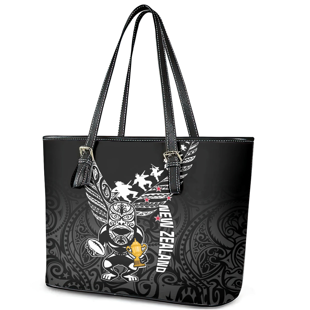 Custom New Zealand Silver Fern Rugby Leather Tote Bag Aotearoa Champion 2023 World Cup LT01