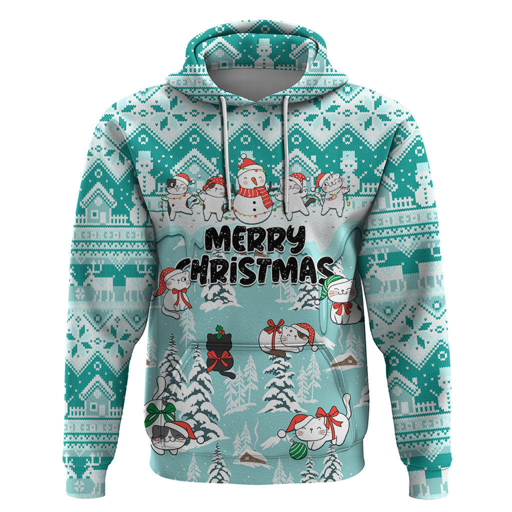 Custom Cat Christmas Hoodie Cat With Snowman In Winter Scene LT01