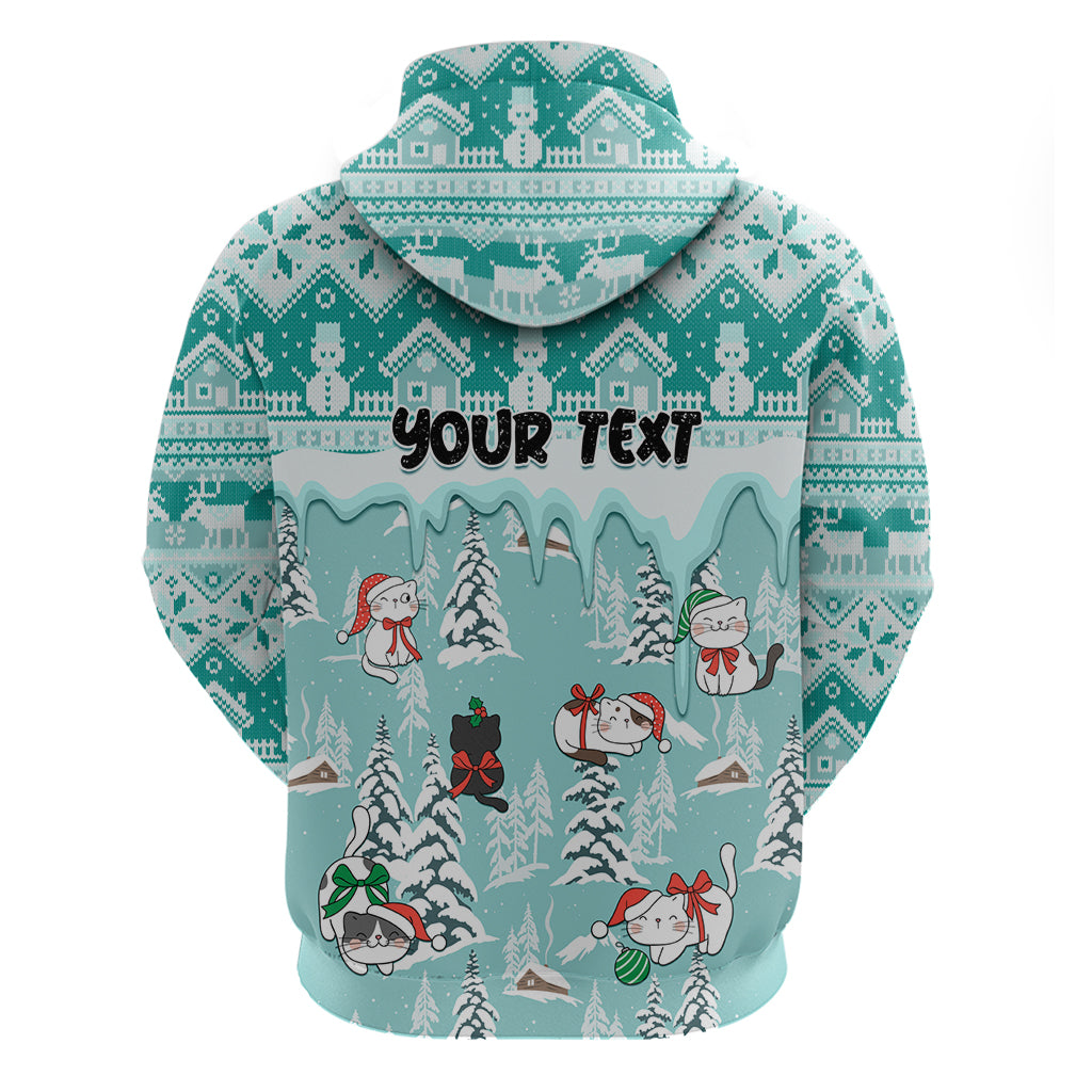 Custom Cat Christmas Hoodie Cat With Snowman In Winter Scene LT01