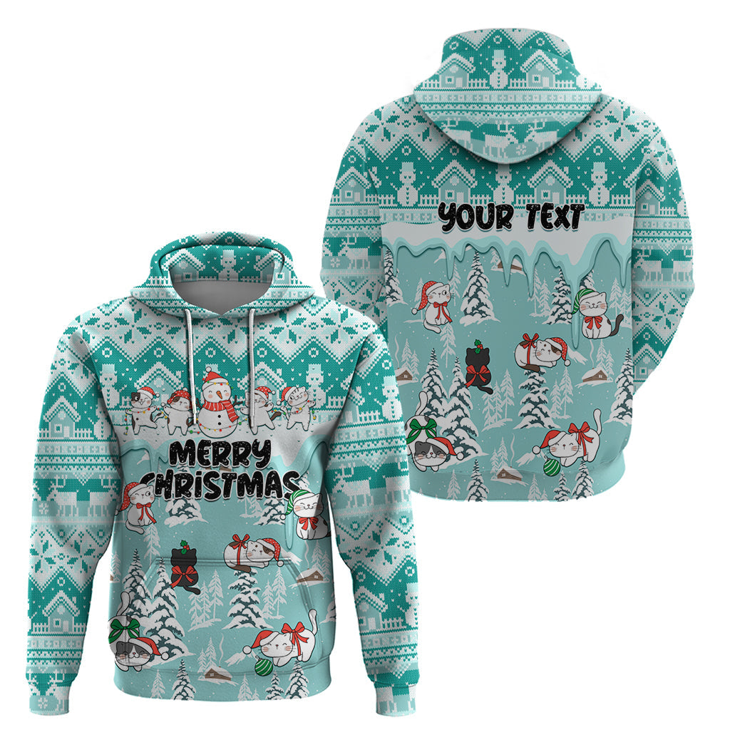 Custom Cat Christmas Hoodie Cat With Snowman In Winter Scene LT01