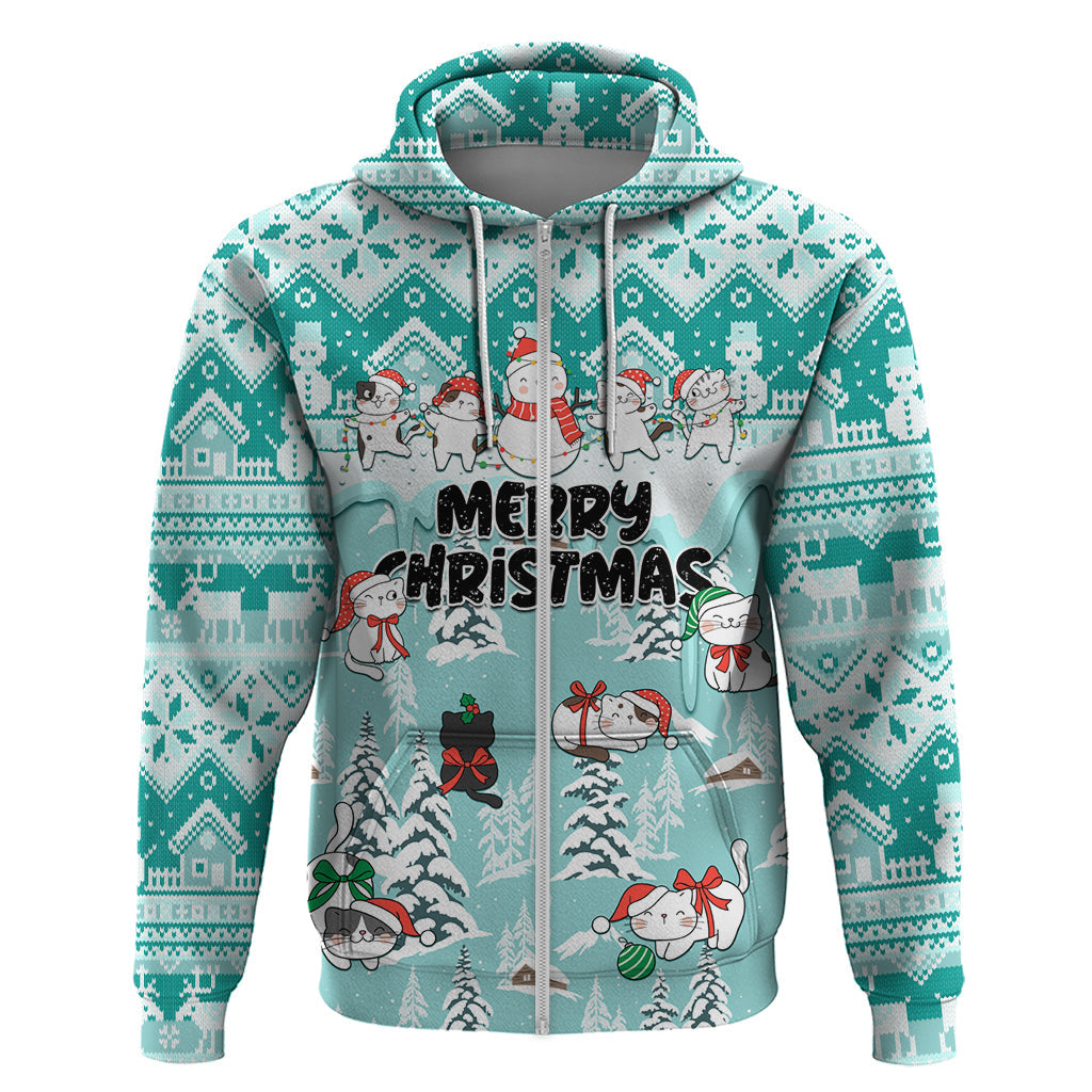 Custom Cat Christmas Hoodie Cat With Snowman In Winter Scene LT01