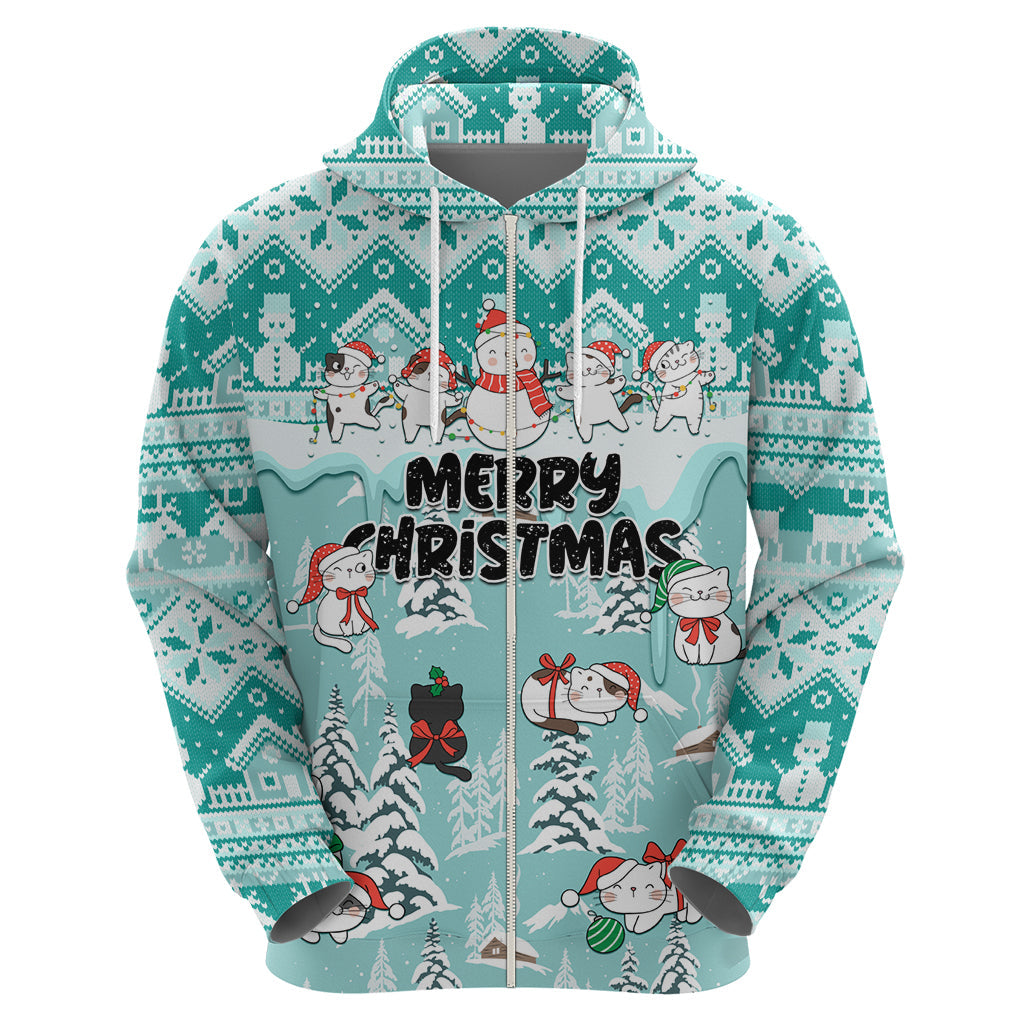 Custom Cat Christmas Hoodie Cat With Snowman In Winter Scene LT01