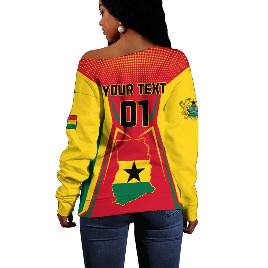 Support the Black Stars - Ghana Football Off Shoulder Sweater LT01