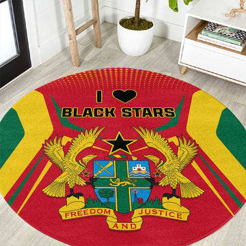 Support the Black Stars - Ghana Football Round Carpet LT01
