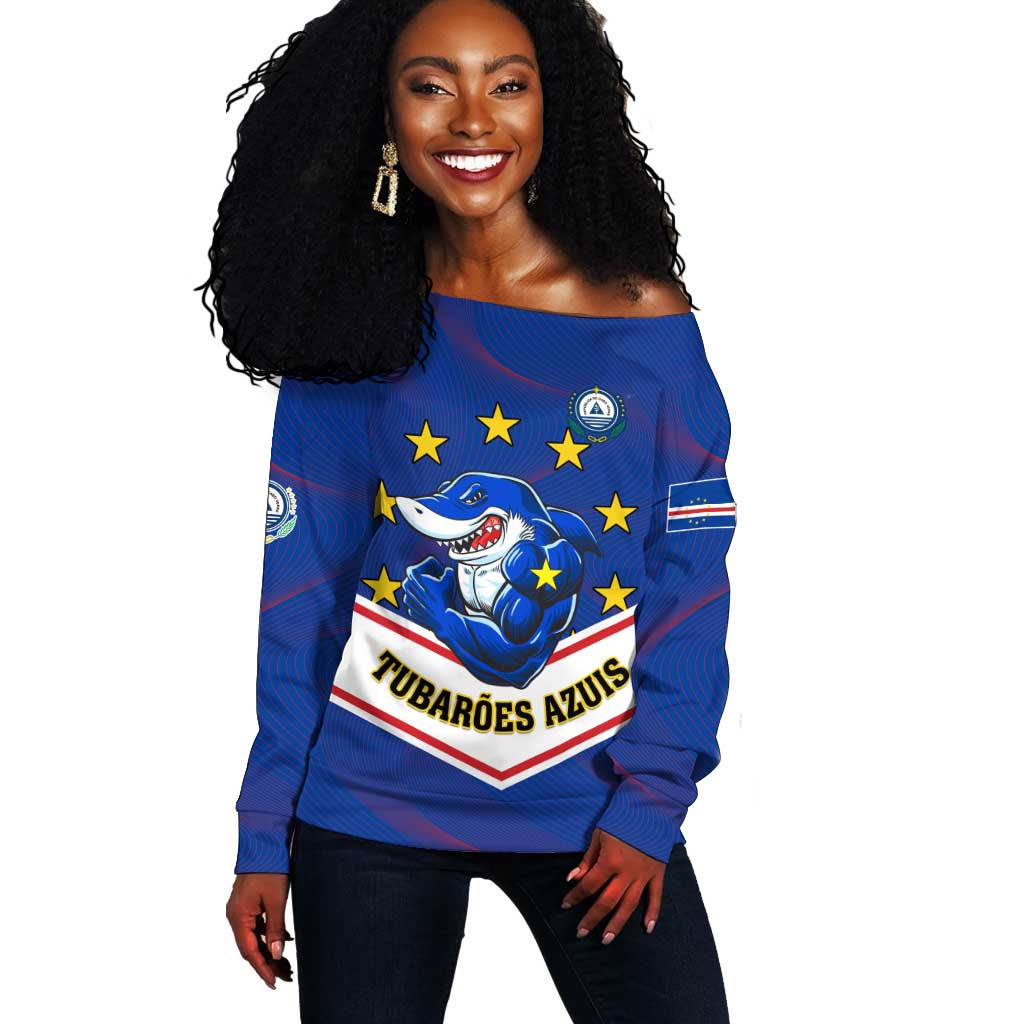 Support the Tubaroes Azuis - Cape Verde Football Off Shoulder Sweater LT01