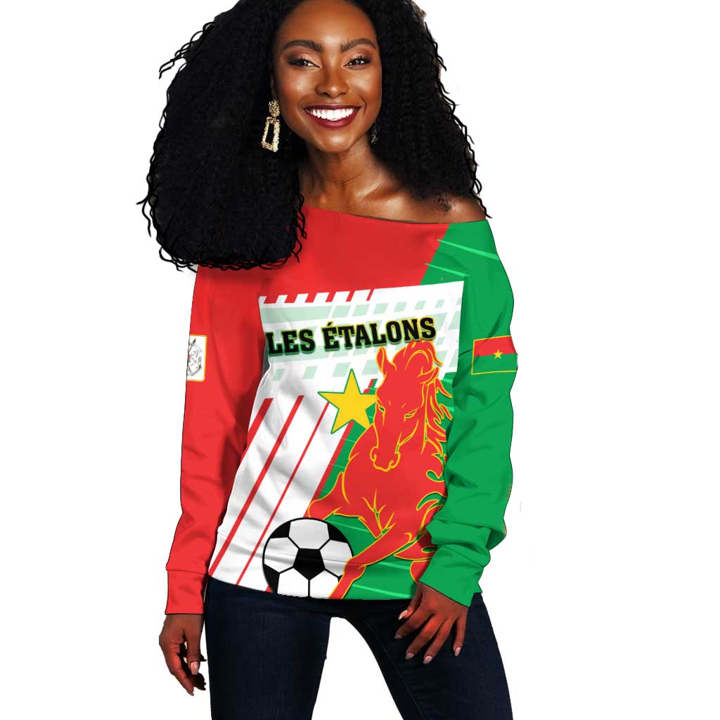 Support Les Etalons - Burkina Faso Football Off Shoulder Sweater LT01