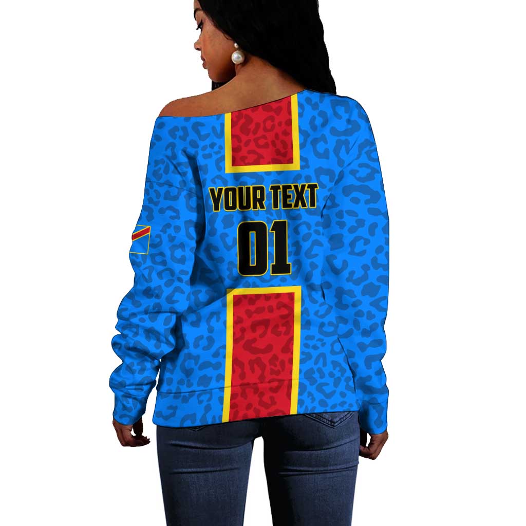 Support Les Leopards - DR Congo Football Off Shoulder Sweater LT01