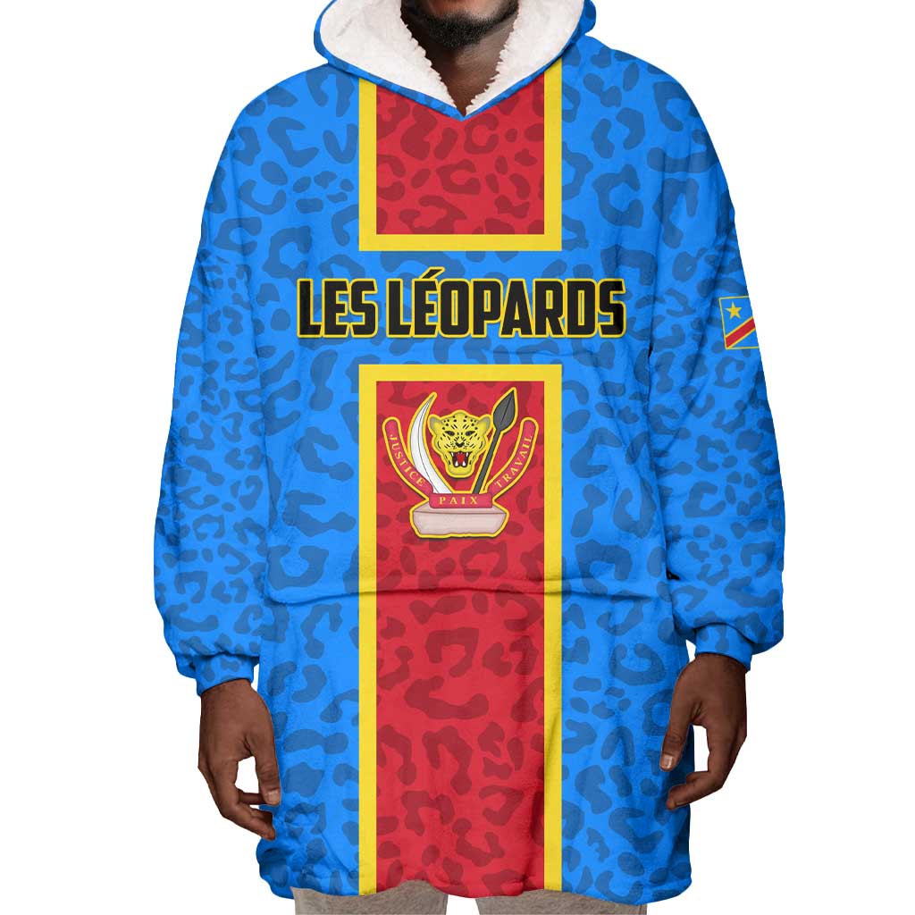 Support Les Leopards - DR Congo Football Wearable Blanket Hoodie LT01