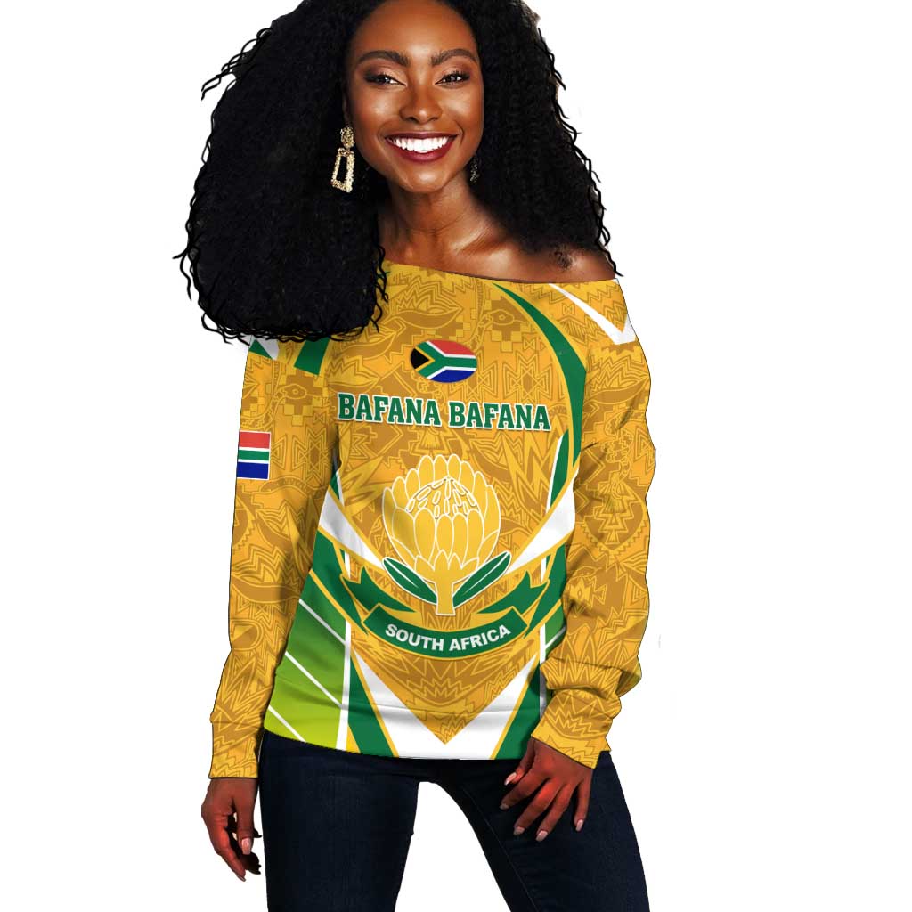 Support Bafana Bafana - South Africa Soccer Off Shoulder Sweater LT01