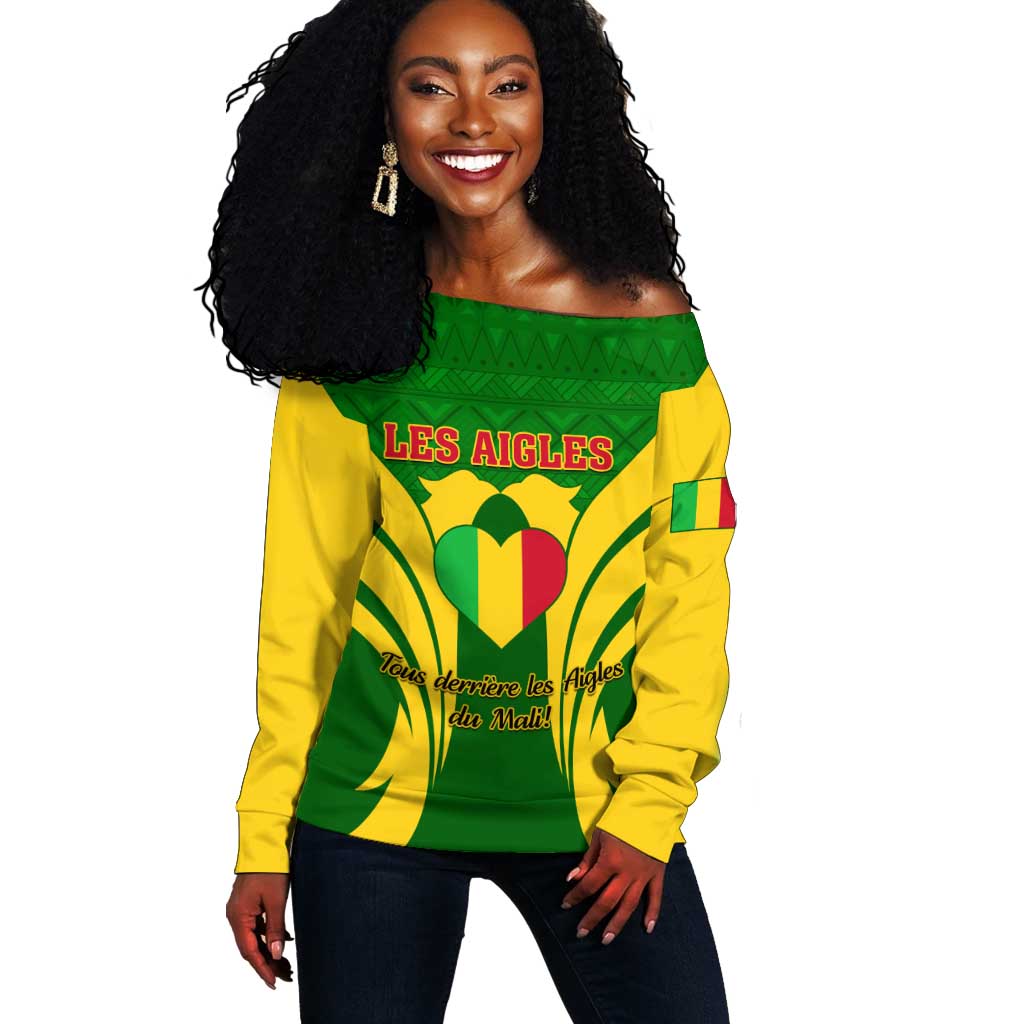 Support Les Aigles Du Mali - Mali Football Off Shoulder Sweater LT01