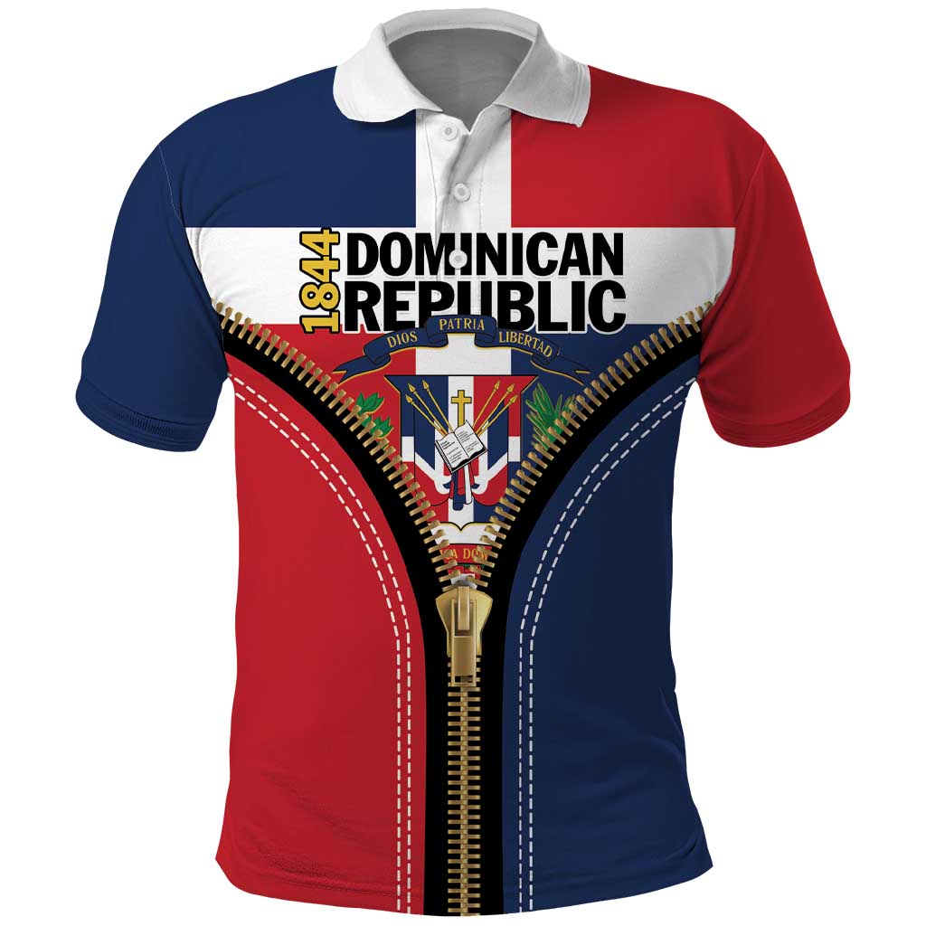 Personalized Dominican Republic 1844 Polo Shirt Coat Of Arms Zipper Stylized LT01