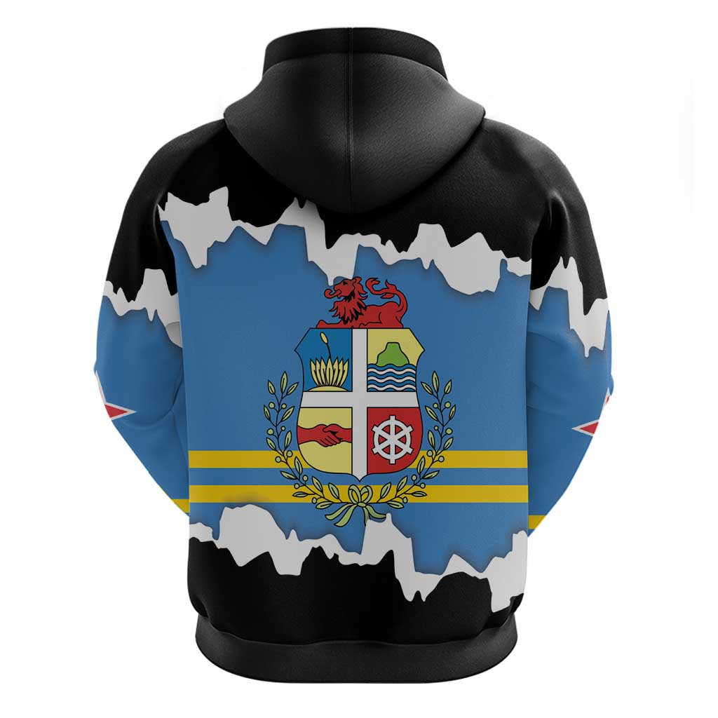 Aruba Dushi Tera Hoodie Coat Of Arms Torn Paper Stylized LT01