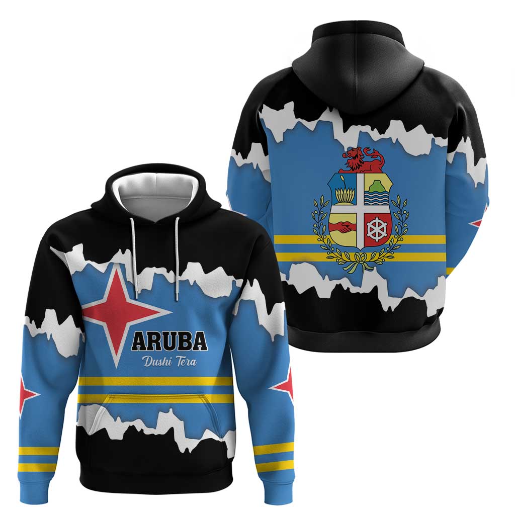 Aruba Dushi Tera Hoodie Coat Of Arms Torn Paper Stylized LT01