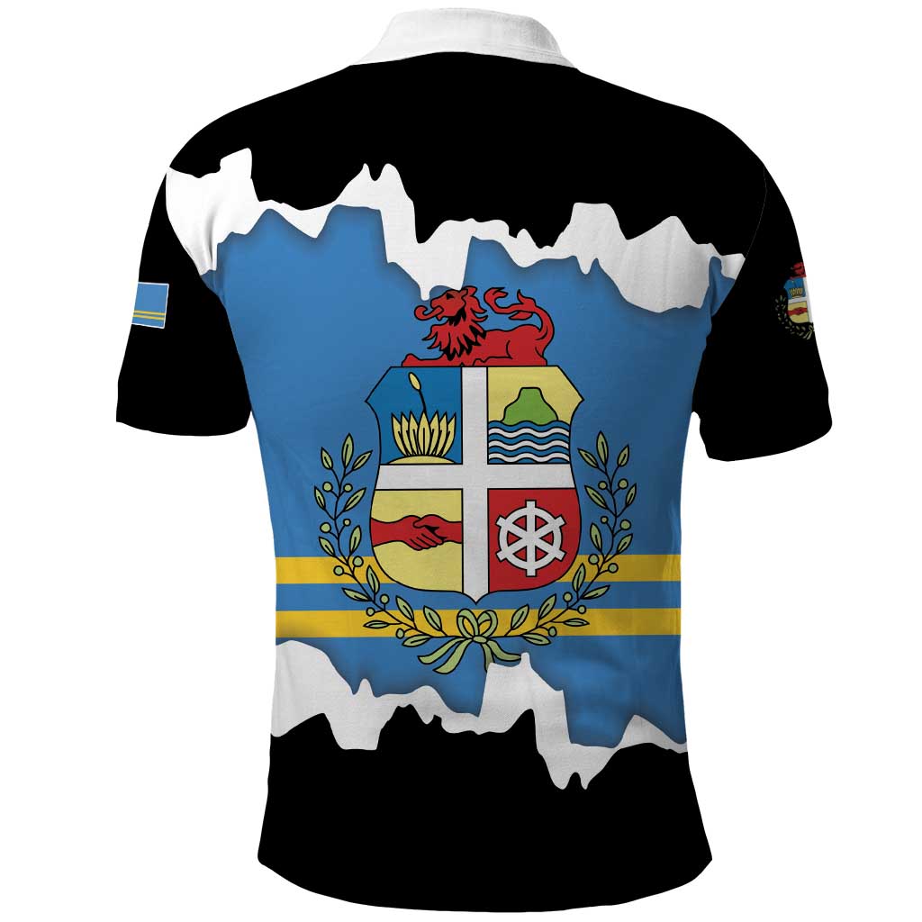 Aruba Dushi Tera Polo Shirt Coat Of Arms Torn Paper Stylized LT01