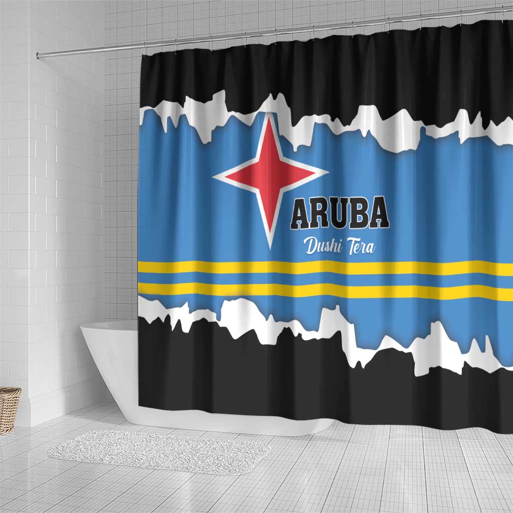 Aruba Dushi Tera Shower Curtain Coat Of Arms Torn Paper Stylized LT01