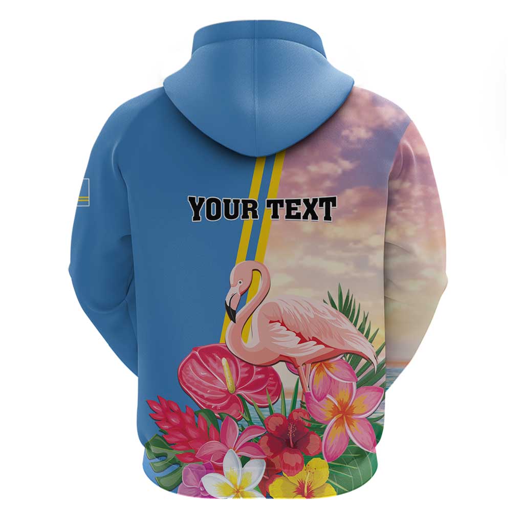 Personalised Aruba Flamingo Hoodie Tropical Sunset Vibes LT01