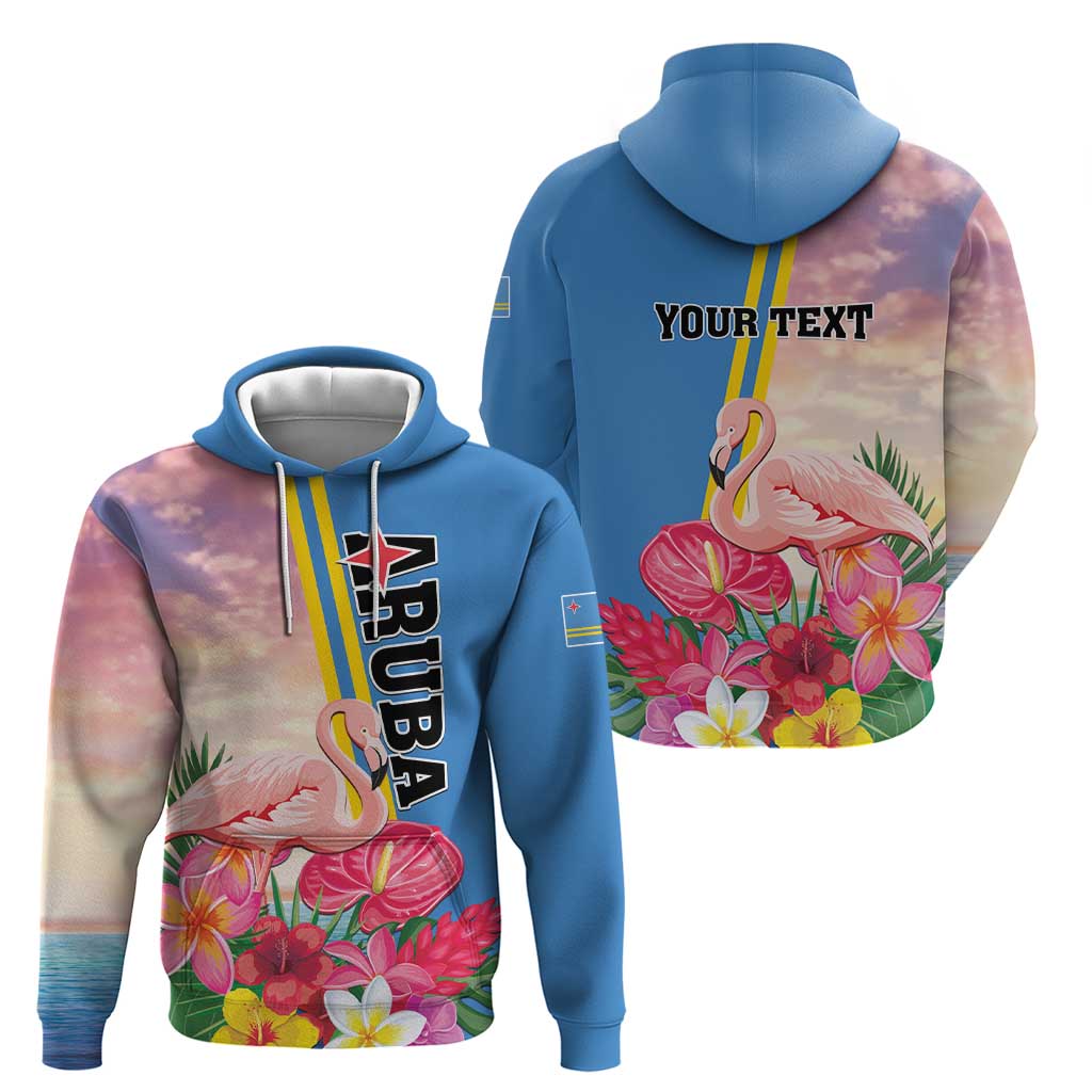 Personalised Aruba Flamingo Hoodie Tropical Sunset Vibes LT01