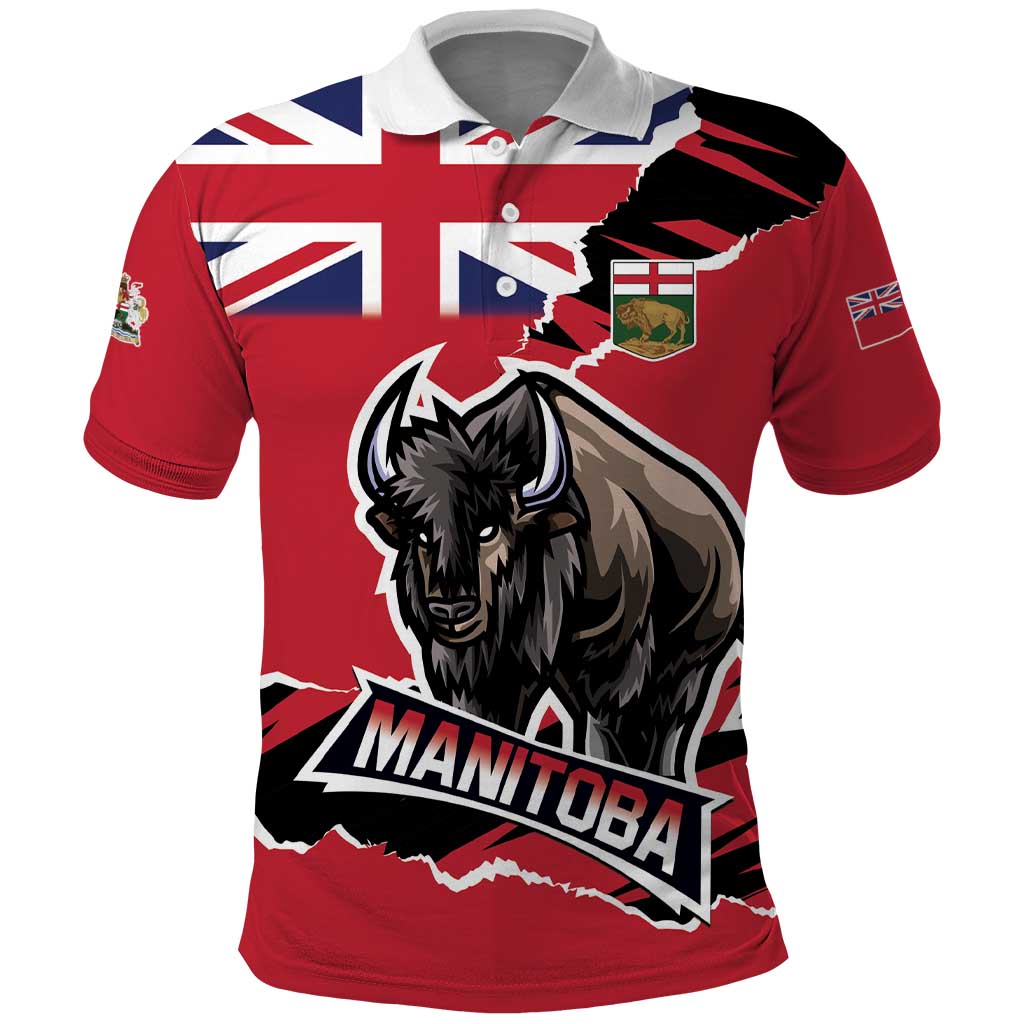 Personalized Canada Manitoba Province Bison Polo Shirt Gloriosus et Liber LT01