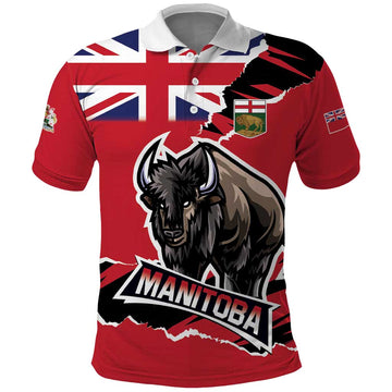 Personalized Canada Manitoba Province Bison Polo Shirt Gloriosus et Liber LT01
