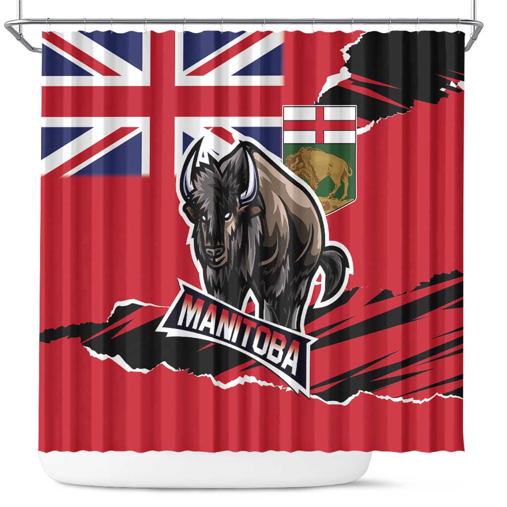 Canada Manitoba Province Bison Shower Curtain Gloriosus et Liber LT01