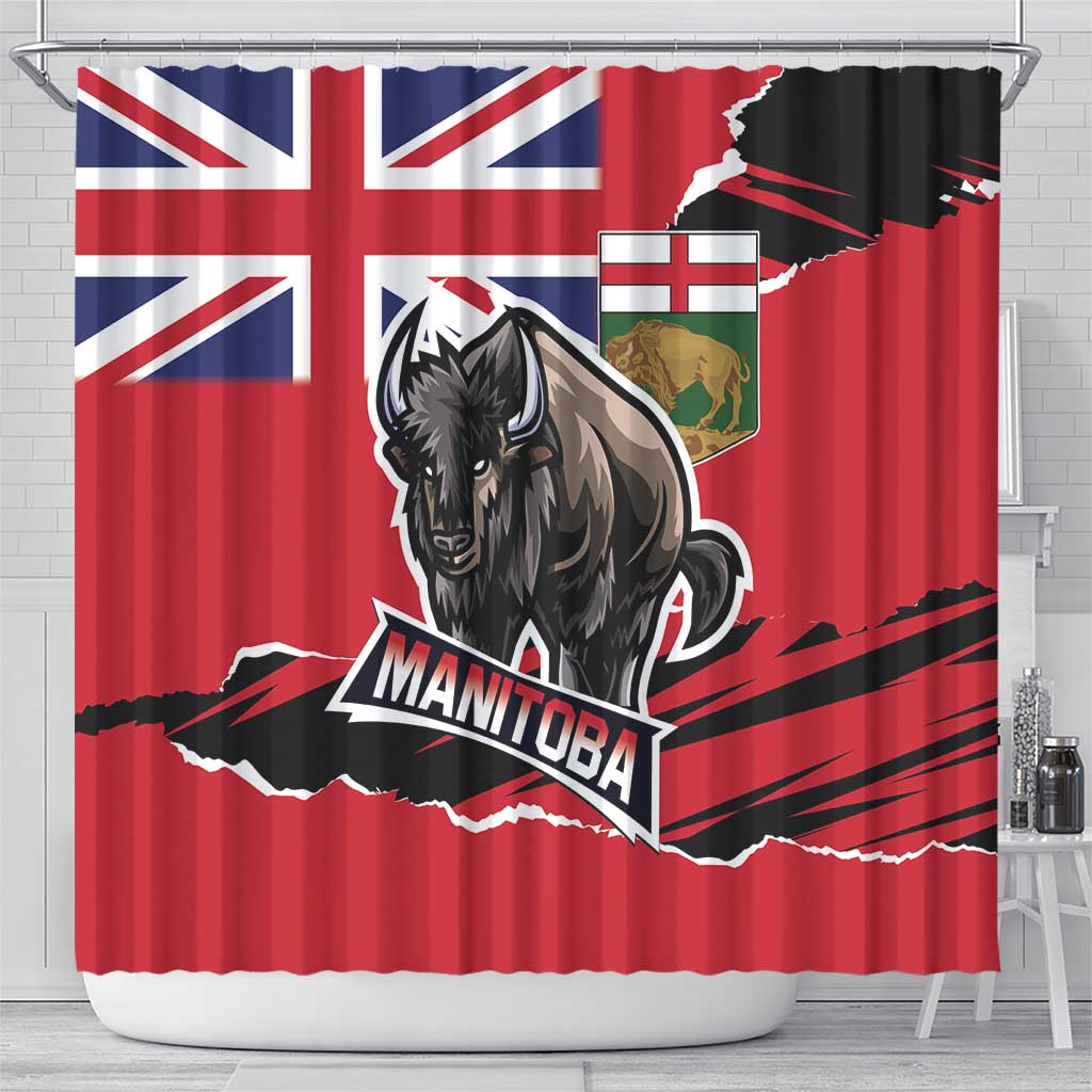 Canada Manitoba Province Bison Shower Curtain Gloriosus et Liber LT01
