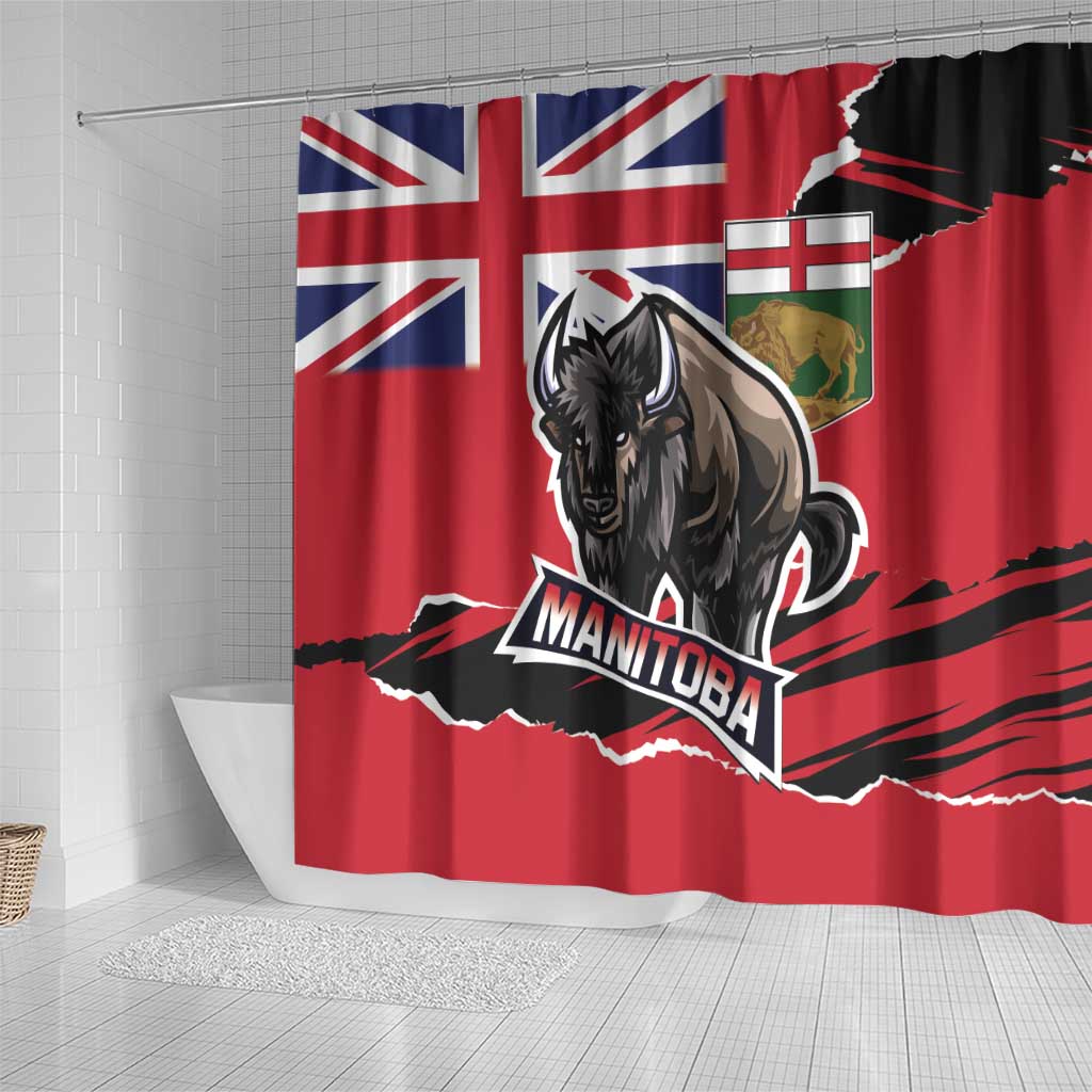 Canada Manitoba Province Bison Shower Curtain Gloriosus et Liber LT01