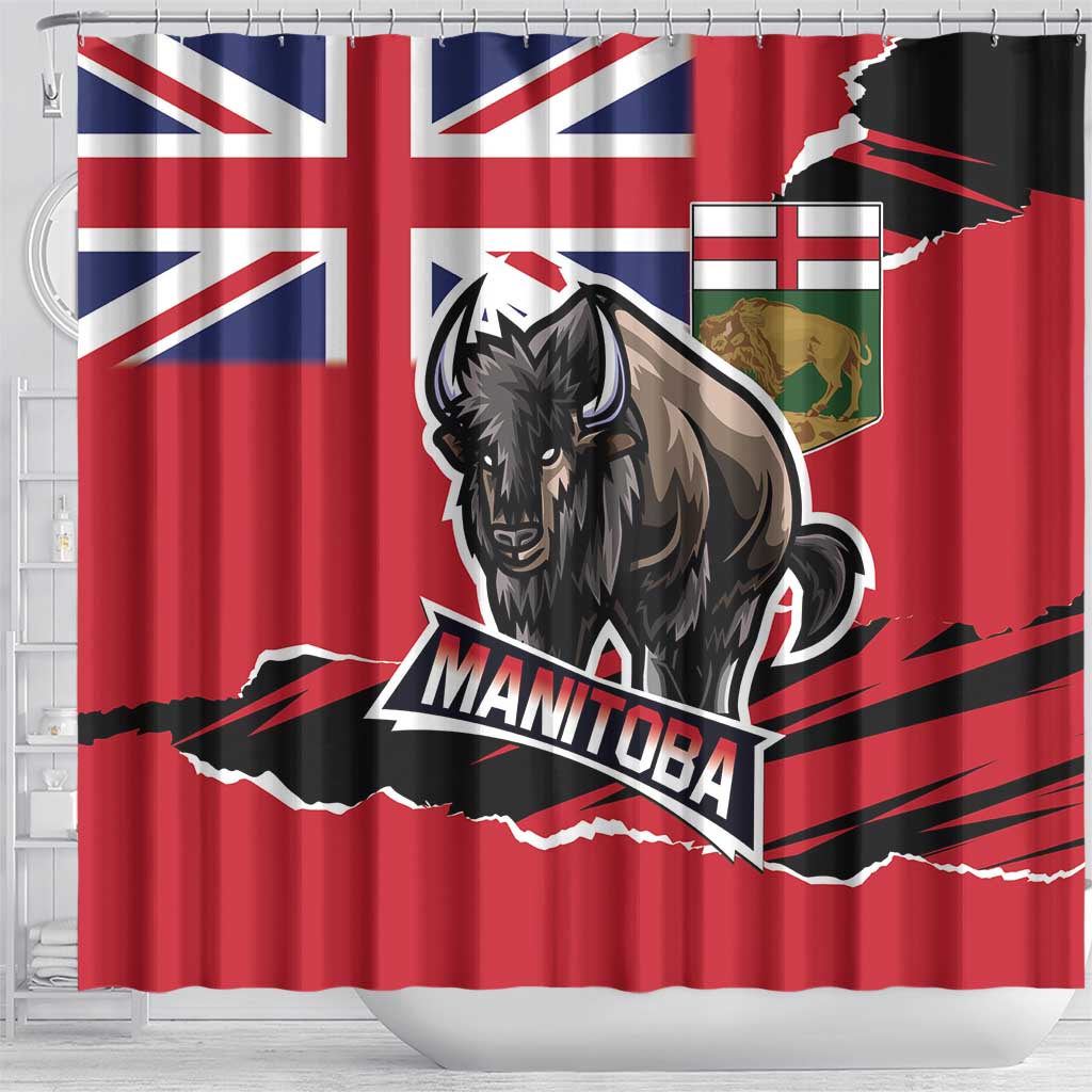 Canada Manitoba Province Bison Shower Curtain Gloriosus et Liber LT01