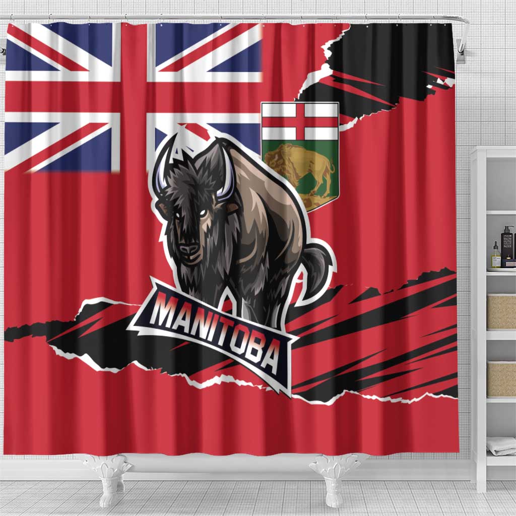 Canada Manitoba Province Bison Shower Curtain Gloriosus et Liber LT01