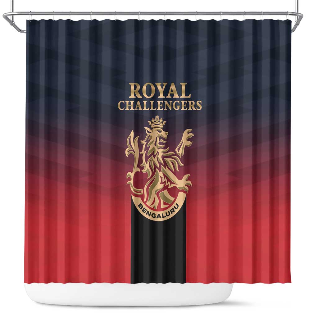 Bengaluru 2025 Cricket Royal Challengers Shower Curtain Lions Play Bold LT01