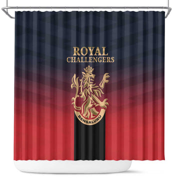 Bengaluru 2025 Cricket Royal Challengers Shower Curtain Lions Play Bold LT01