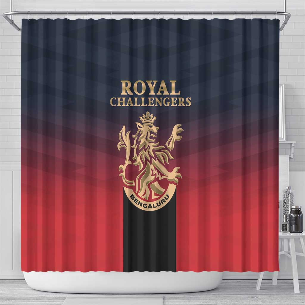 Bengaluru 2025 Cricket Royal Challengers Shower Curtain Lions Play Bold LT01