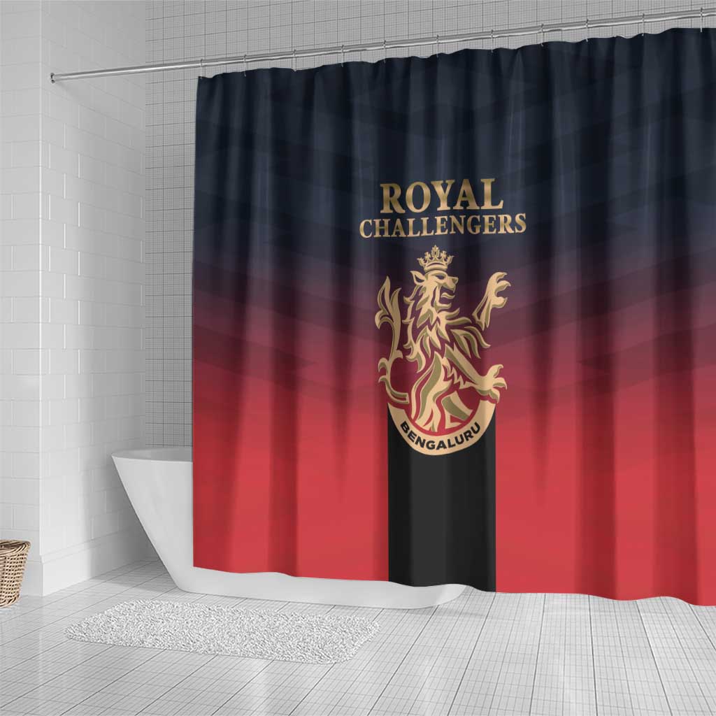 Bengaluru 2025 Cricket Royal Challengers Shower Curtain Lions Play Bold LT01