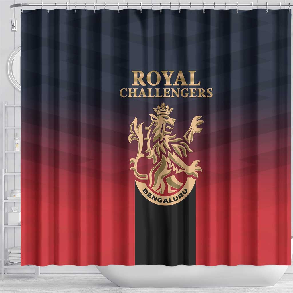 Bengaluru 2025 Cricket Royal Challengers Shower Curtain Lions Play Bold LT01